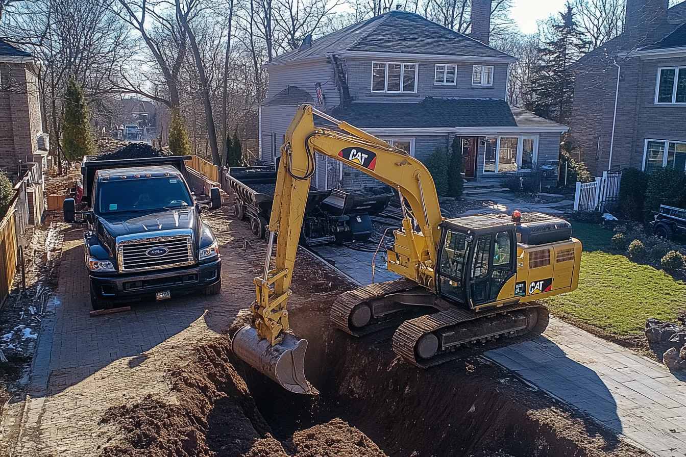 Sewer line excavation in Howard County, MD